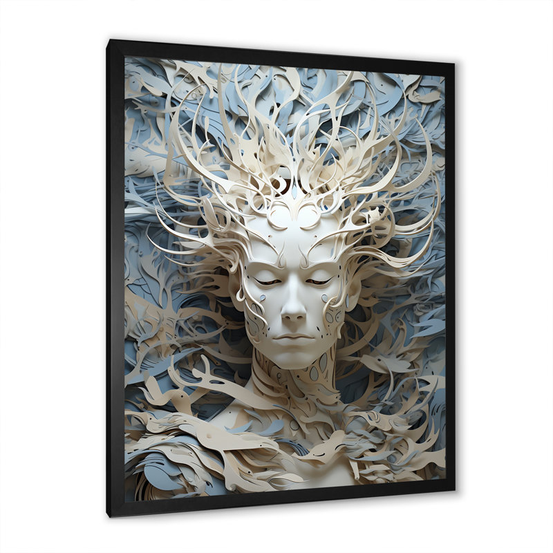 " Mythical Alien Creature Painting I ", 20" H x 12" W x 1" D, Black Single Picture Framed