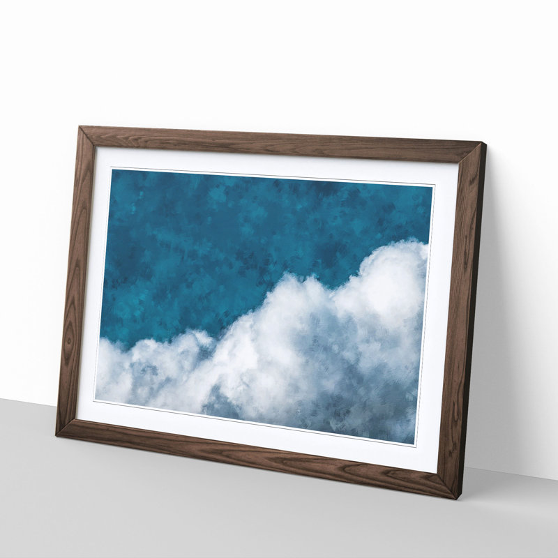 Crisp Clouds - Picture Frame Painting Print, Walnut Framed, 24cm H x 33cm W x 2cm D