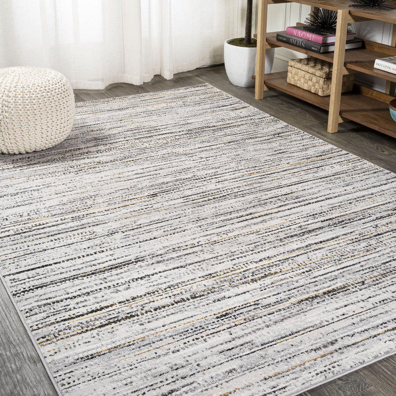 Loom Modern Strie' Gray/Black Rug, Rectangle 5' x 8'