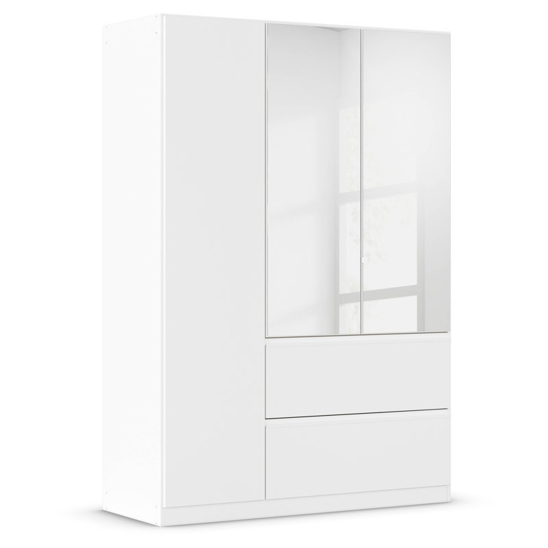 Wardrobe with hinged door wardrobe with drawers and push-to-open function, MADE IN GERMANY, 197cm H x 136cm W x 54cm D
