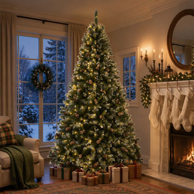 Arbre de Noël artificiel à charnière en pin pré-décoré 9 pi