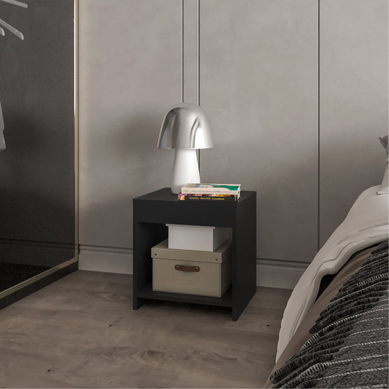 Nightstand Elaine, Bedroom, Black, Black