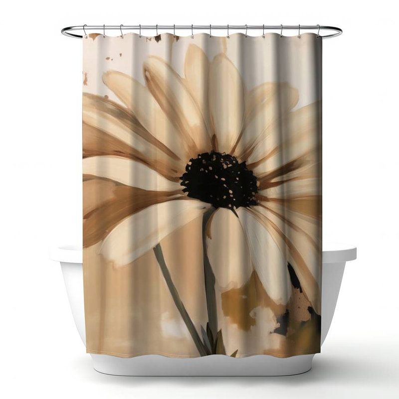 Beautiful Daisy – Floral & Botanical Bedroom – Polyester Shower Curtain, Dye Sublimation Print, 71" W × 74" L