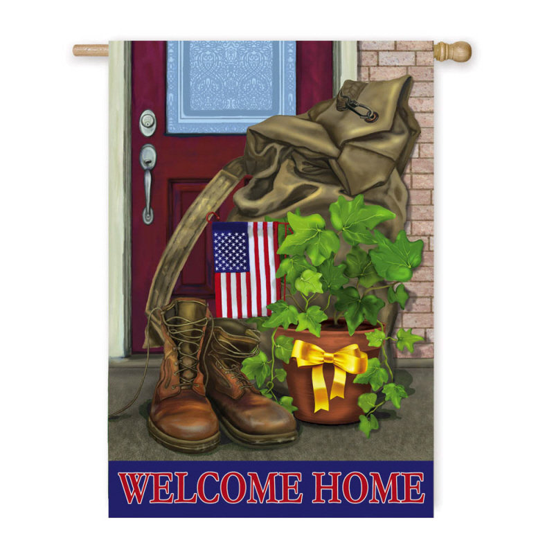 Drapeau de jardin Welcome Soldier Home, H 44 po x l 28 po