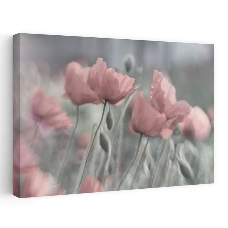Art contemporain, art abstrait romantique coquelicot, H 16 po x l 24 po