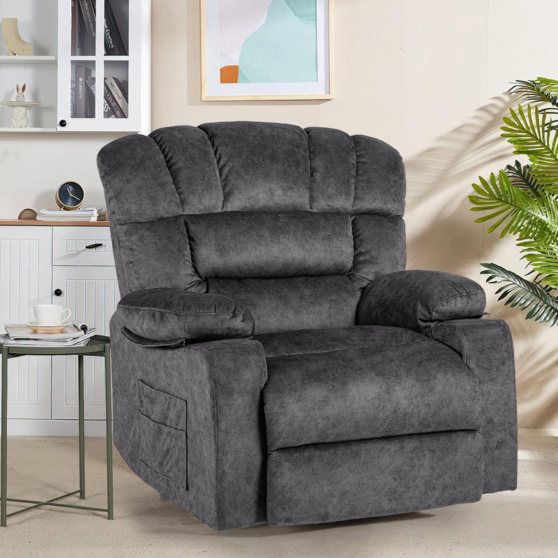 40.9'' Width Soft Velvet Living Room Recliner, Gray