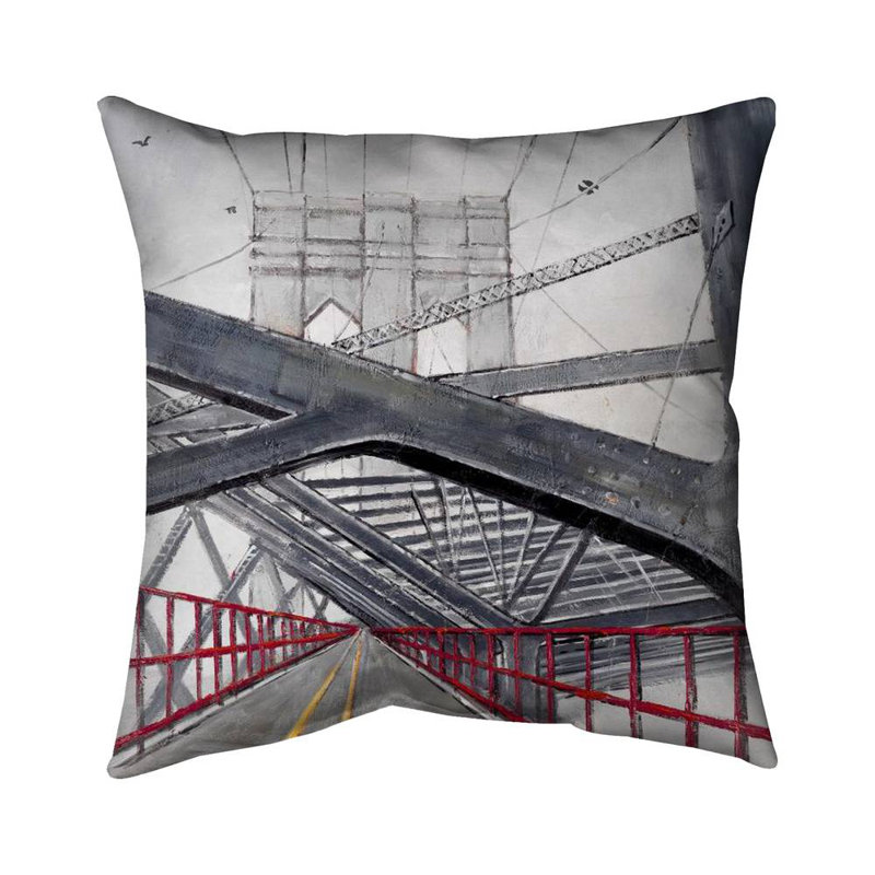 Under the brooklyn bridge - 16"x16" Throw pillow cover - Poly twill - Print on demand, 16" x 16"