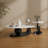 Coffee Table Set 51"Oval Sintered Stone & 19.7"Round Table Steel Sphere+C-Base for Room/Studio