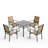 5 Piece Patio Dining Set, Outdoor Dining Table And Chairs Set For 4, 4 PVC-coated polyester Chairs, 1 Iron Square Table With Umbrella Hole, Patio Furniture Set For Deck, Backyard, Lawn, Poolside,-109576027
