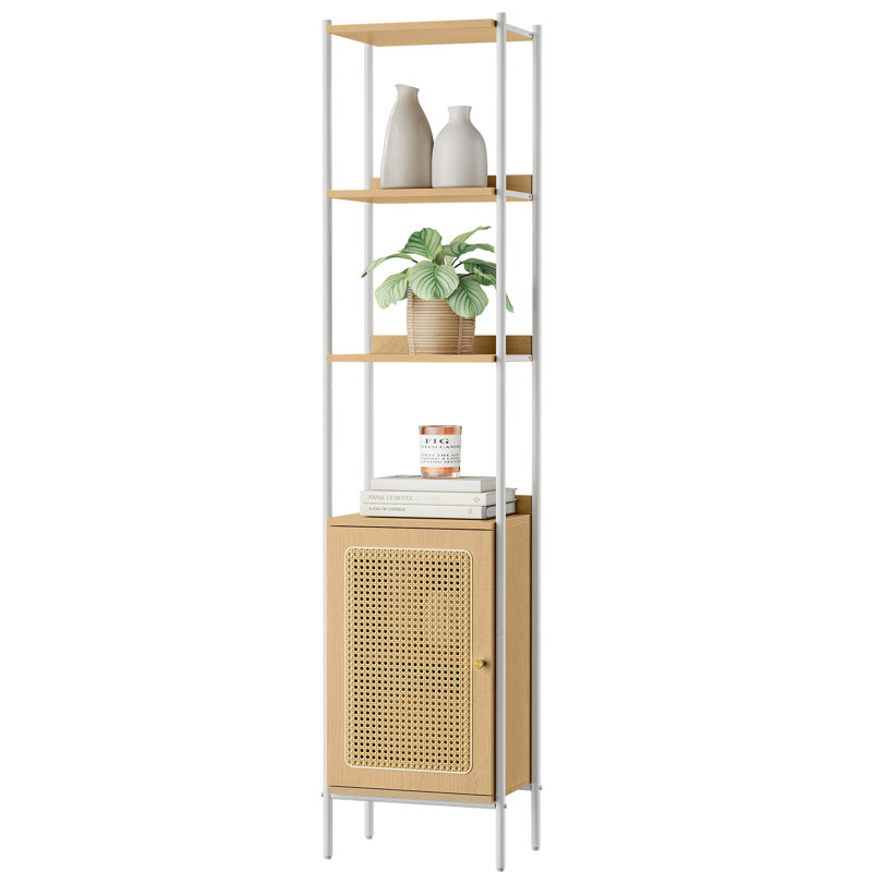 Amelius 40cm W Steel Etagere Bookcase, White/Natural