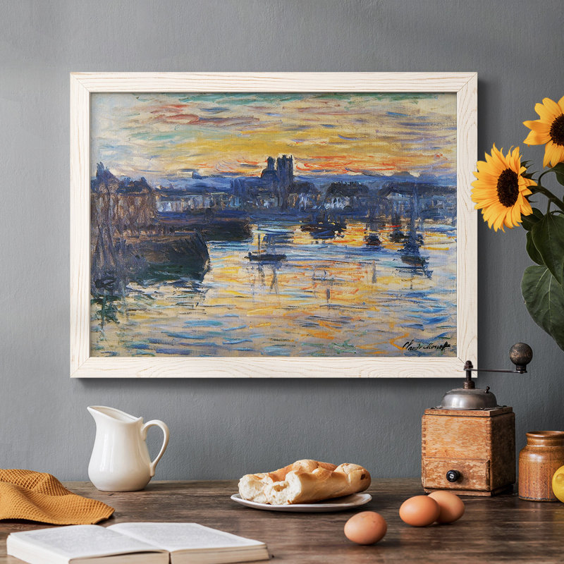 Le port de Dieppe, soirée, 1882zz, peinture sur toile encadrée, H 22 po x l 32 po x P 1,5 po, Blanc
