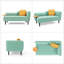 Causeuse moderne Batya avec table d'appoint mobile et assise en mousse confortable-1129445819