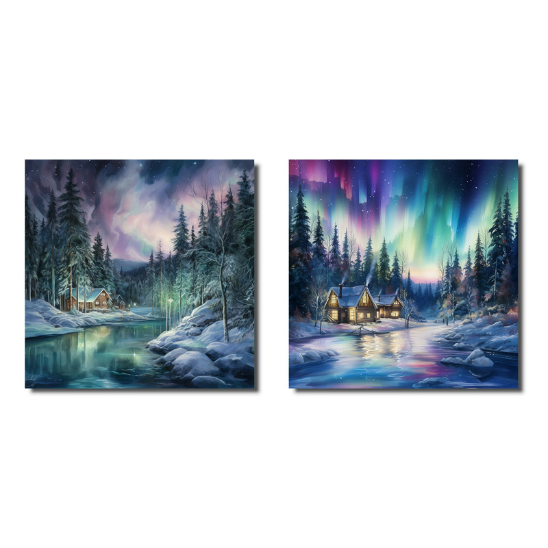 Ensemble de 2 lumières Northern Lights, Toile tendue, H 16 po x l 33 po