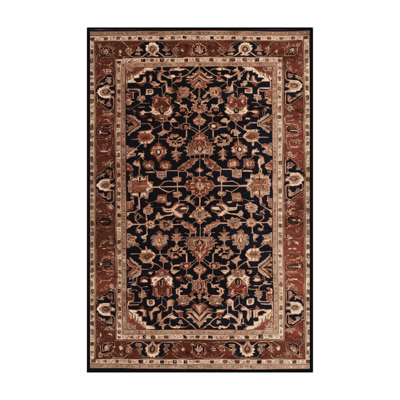 Machine Washable Persian Brown Area Rug, Rectangle 7' x 9'