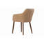 Chaise avec accoudoirs rembourrée en cuir Karel, noyer-1072354802