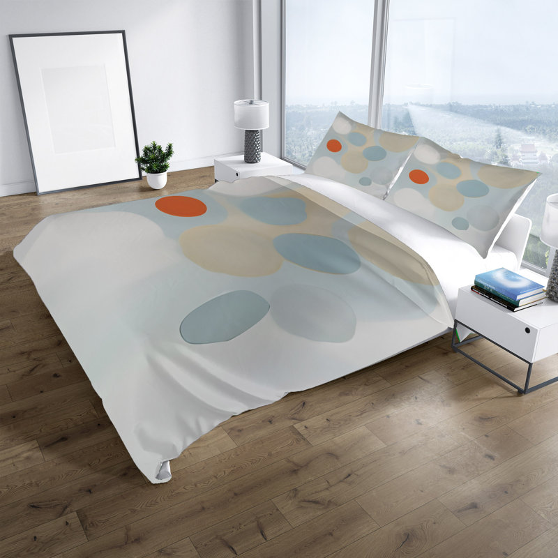 Abstract Duvet Cover, Queen Duvet Cover + 2 Queen Shams, Blue/Gray/Orange