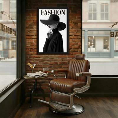 Fashion Fashion Model Wearing Wide Brim Hat And Black Turtleneck