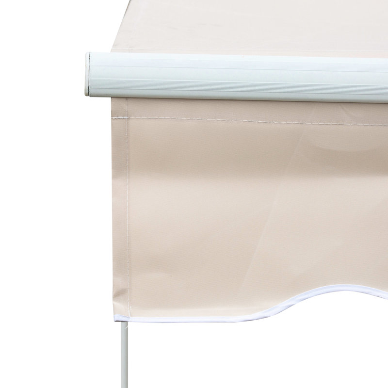 8' X 7' Patio Retractable Awning By , Beige - Manual Exterior Sun Shade Deck Window Cover, Adjustable To Ward Off Sunlight & Regulate Heat Movement Awning, Minimize