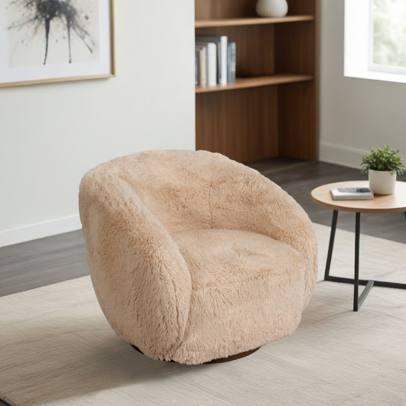 Glam Fabric Accent Chair with Plush Texture, Rounded Silhouette, Sleek Metal Base, and Contemporary Structured Design