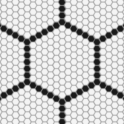 Metro Geo 1" Hex Matte White with Black Edge 10-1/2" x 11-5/8" Porcelain Mosaic Tile