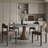 Mid-Century Luxurious Gray Sintered Stone Dining Table Wooden Base In Walnut Color-1966531648