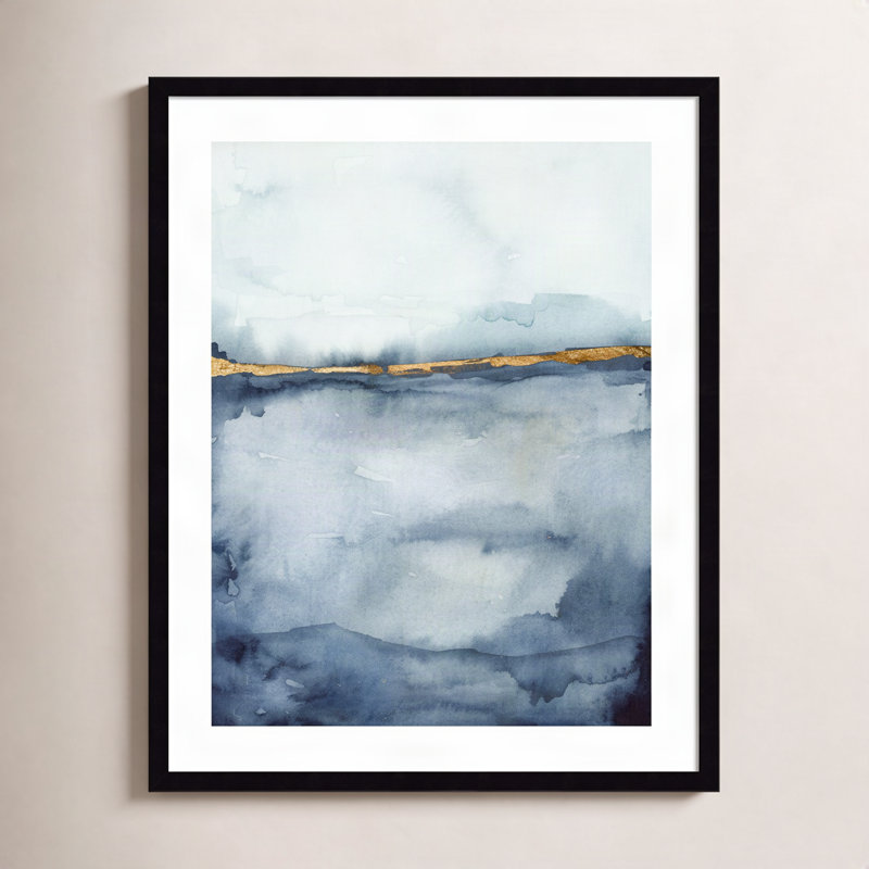 «Coastal Horizon II» par Victoria Borges - Reproduction d'art graphique sur papier encadré, H 14 po x l 11 po, Noir