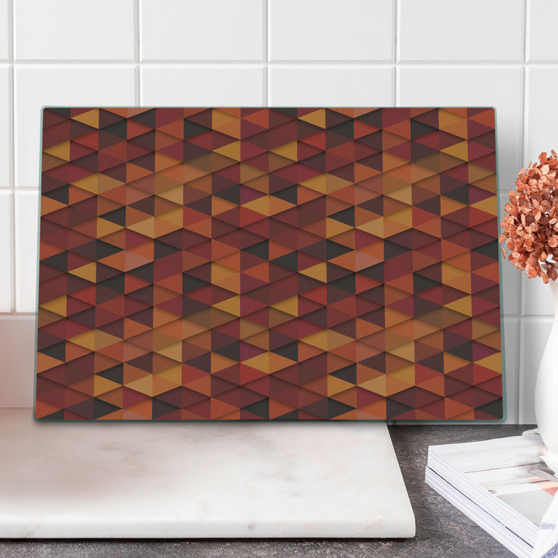 Planche à découper Ambesonne orange grand motif rétro triangle orange et brun