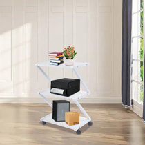 3-Shelf Mobile Home Office Caddy Printer Stand Cart in Black