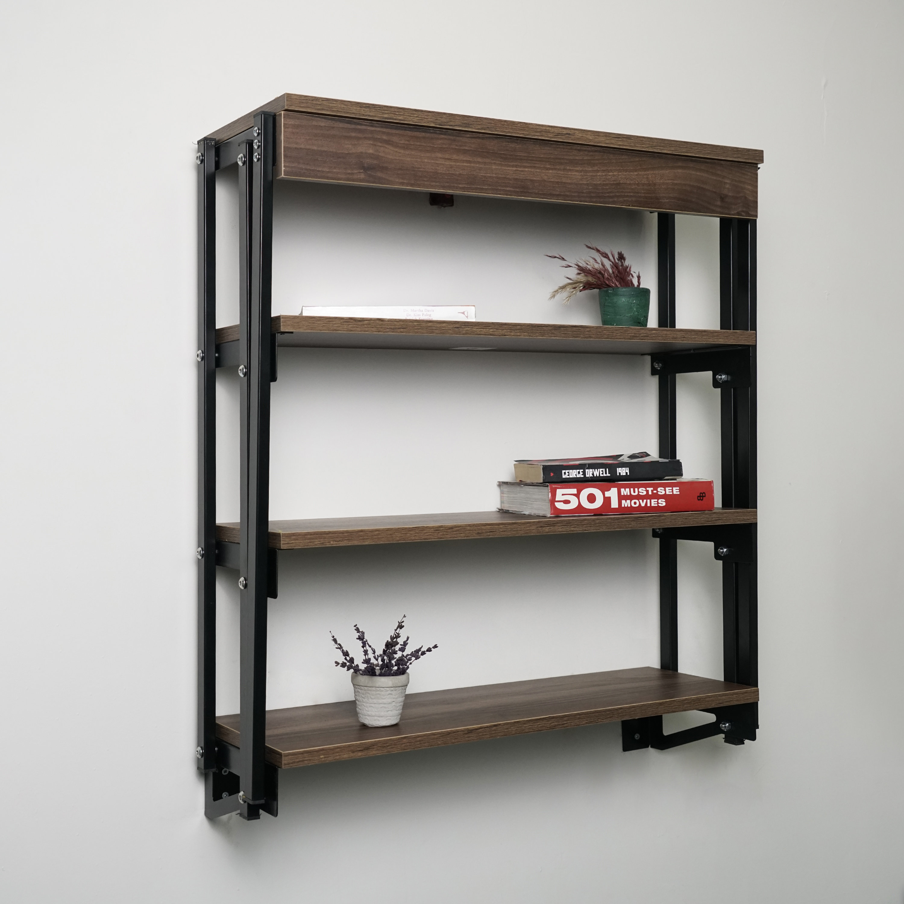 Ebern Designs Mikenas Murphy Folding Table and Wall Shelf (MDF ...