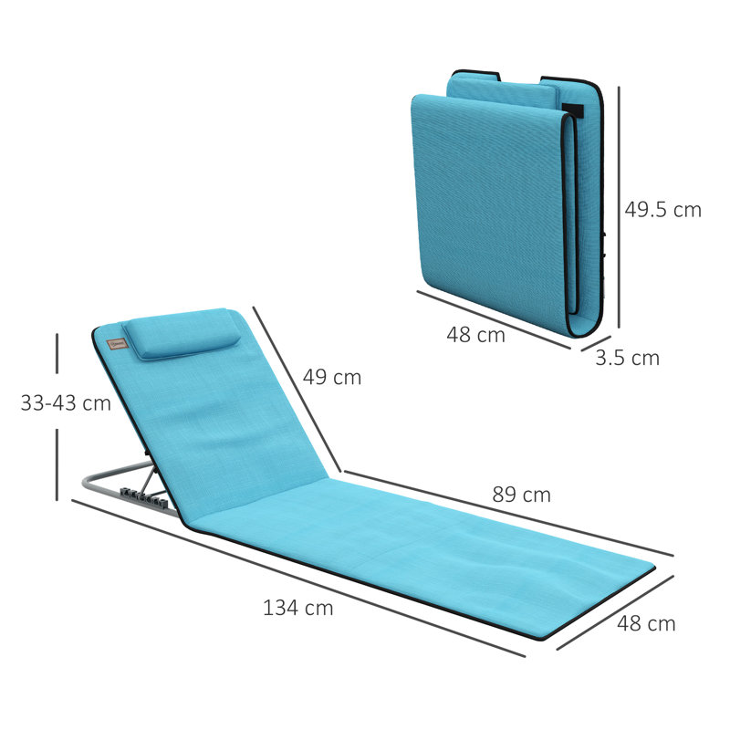 134cm Long Reclining Double Chaise, Light Blue