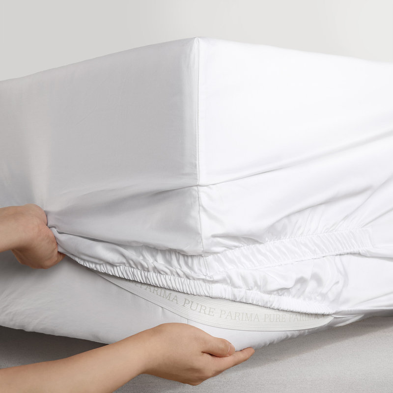 Purefect Fit Adjustable Sateen Fitted Sheet Fitted Sheet, King Fitted Sheet, White