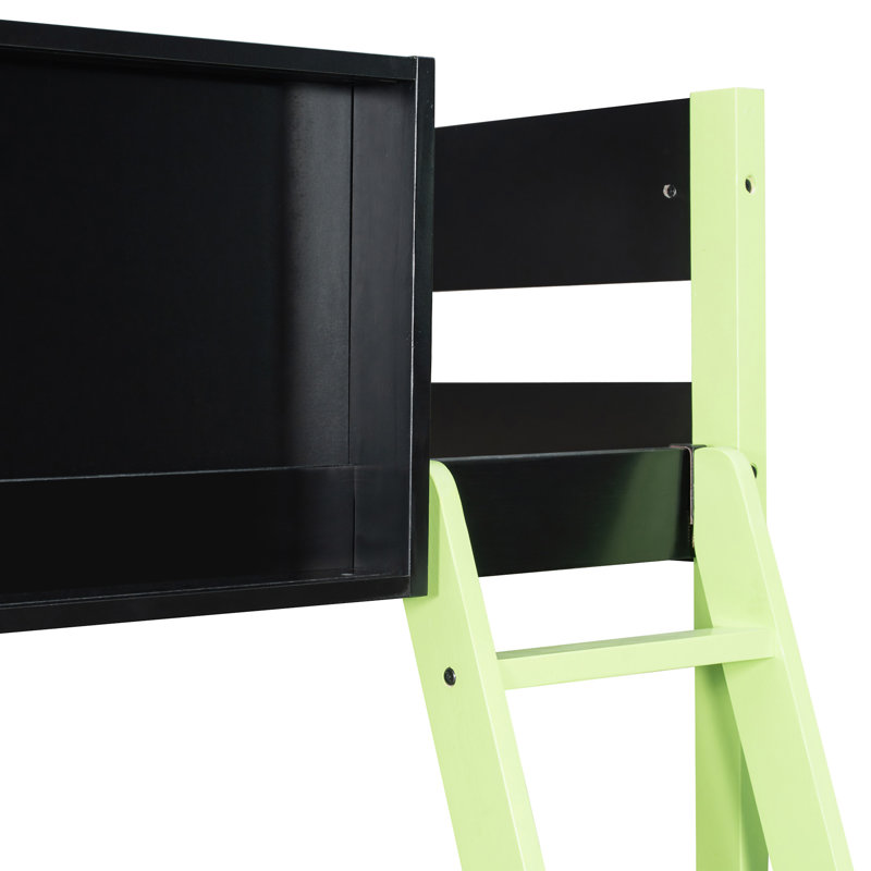 Lit mezzanine en bois avec bureau, Vert