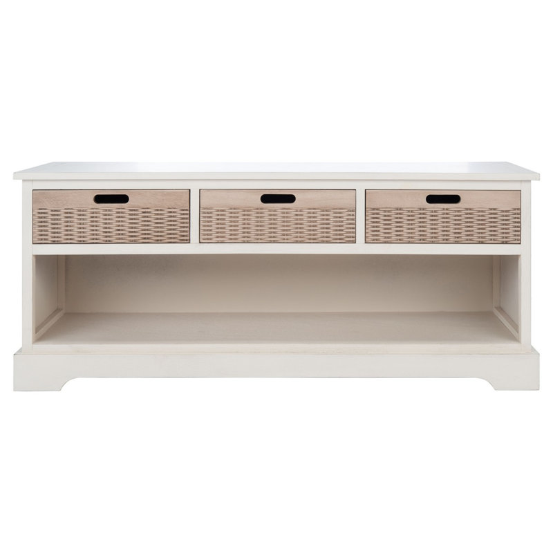 Banc de rangement à tiroirs Hauge, Blanc vieilli