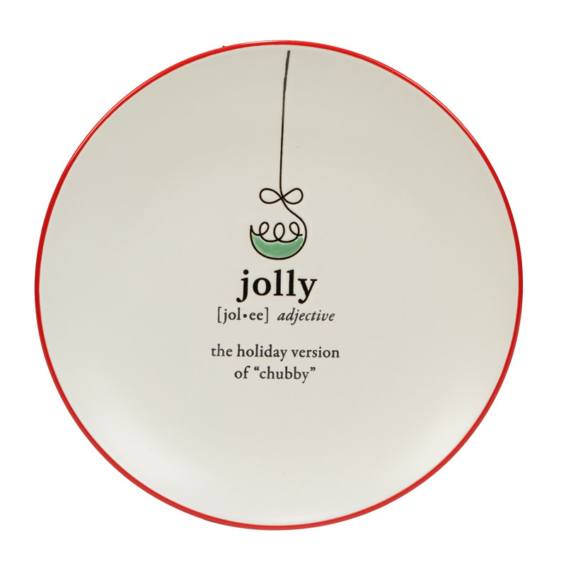 Christmas Fun Sayings Ceramic Dessert Plates Set, 8.25"