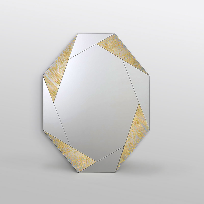 Hexagon Wall Mounted Accent Mirror, Gold