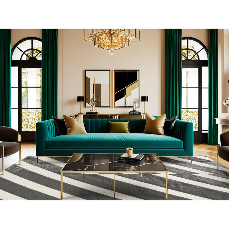  Tapis blanc lavable rayé en étain, Carré 7 pi