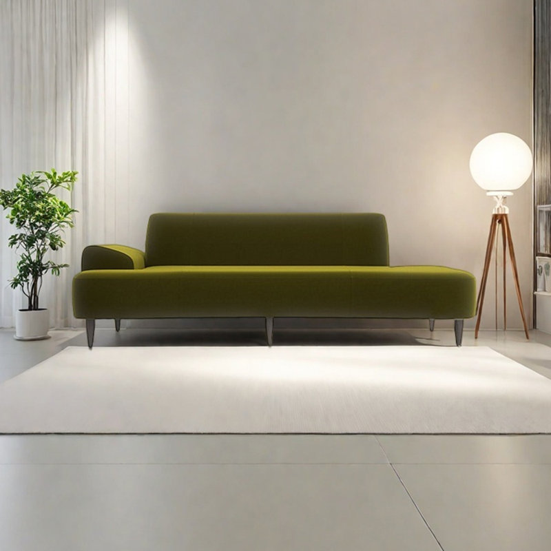 Chaise longue en éponge luxueuse et minimaliste, Orienté à gauche (vu de face), Velours militaire vert