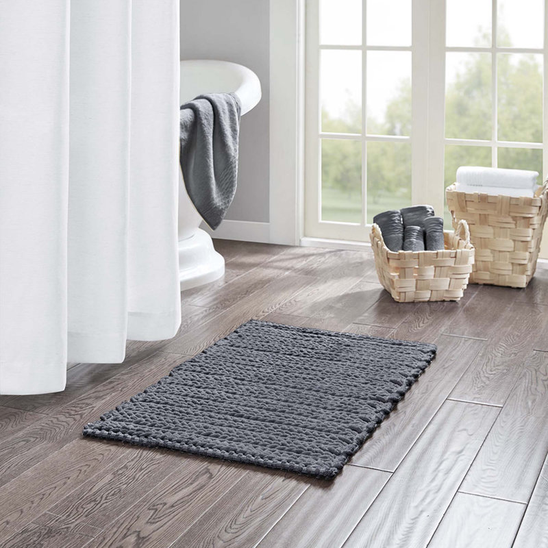 Non-Slip Bath Rug, Charcoal, 20"W x 30"L
