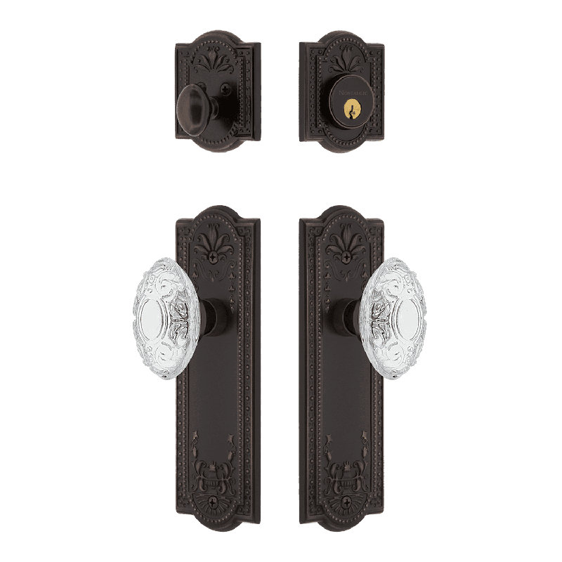 Ensemble d'entrée Nostalgic Warehouse Meadows avec bouton victorien en cristal, Bronze éternel, 2.375