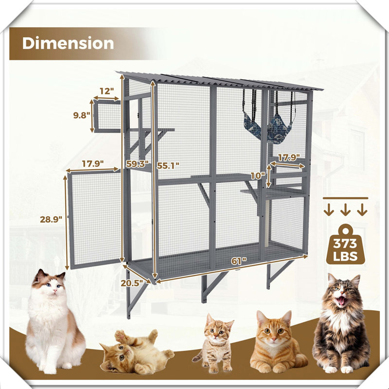 Catio extensible avec 3 plateformes et hamac 3 portes pour une utilisation toute saison