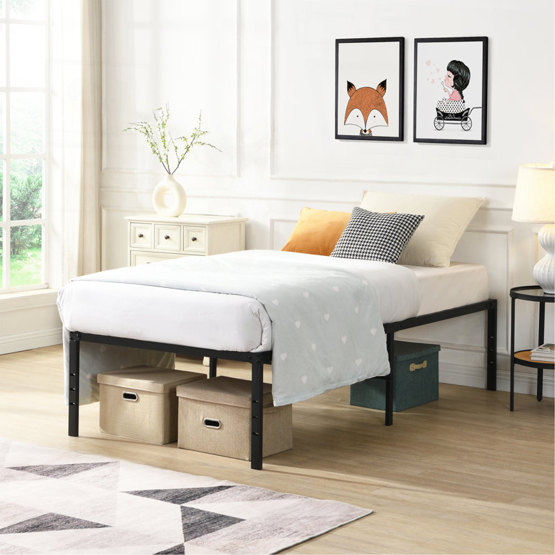 Twin Size Bed Frame , Heavy Duty Metal Bed Frame , Quick & Easy Assembly, No Noise, Blacktwin, Twin