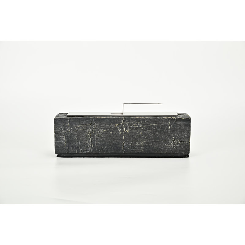 Large Rectangle Tabletop Firepit Concrete Tabletop Fireplace, Gold Black