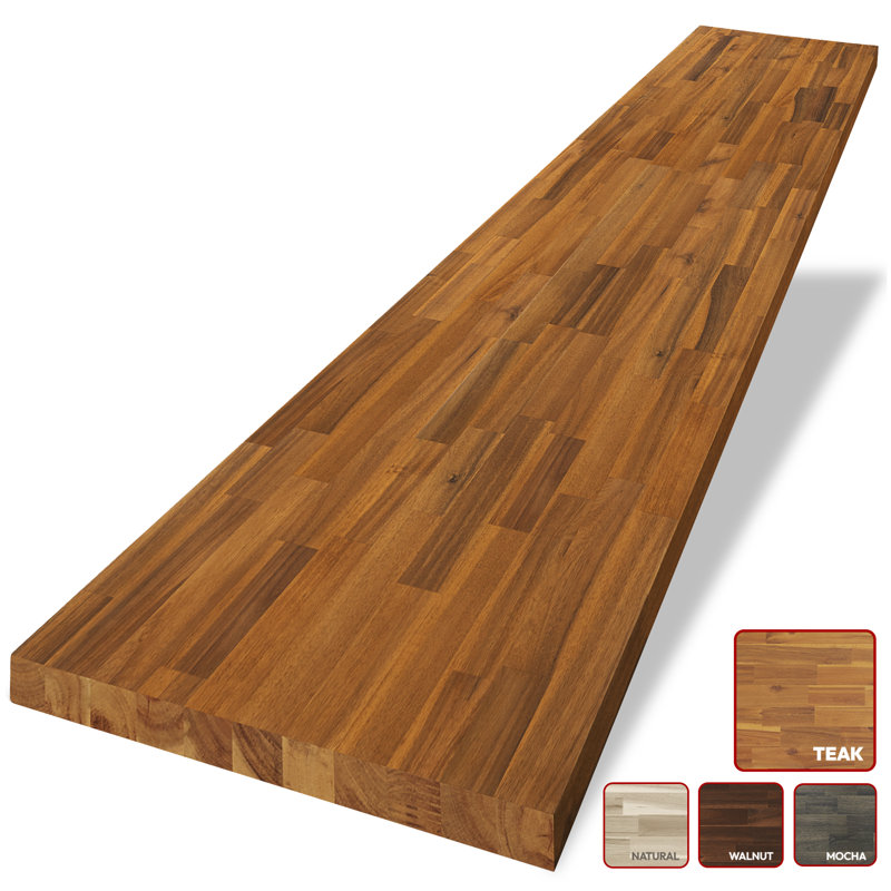 Comptoir de cuisine en bois massif Gladys, 1.5" H x 60" W x 25" D, Teck doré
