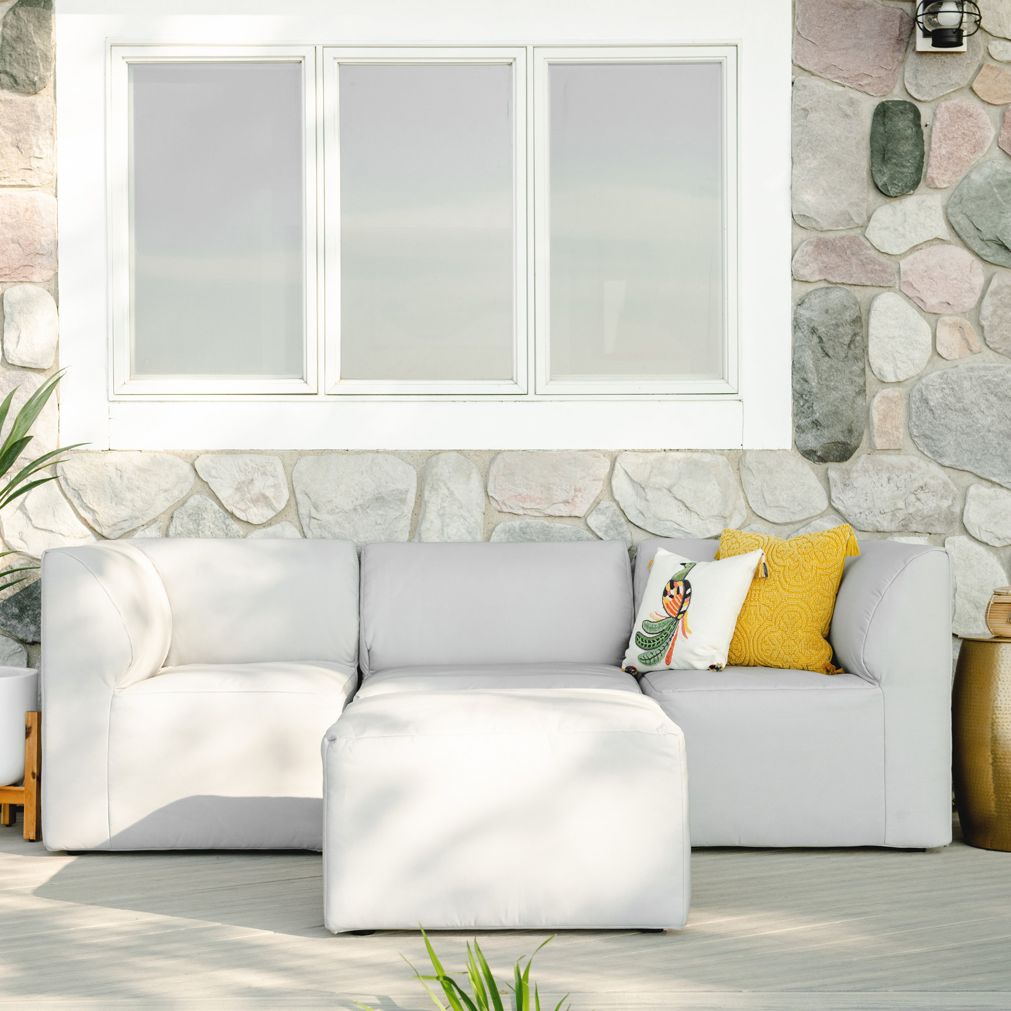Big Joe Patio 4 Piece Outdoor Sectional, Light Gray