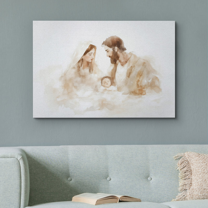 "Sainte famille", reproduction d'art sur toile, art mural minimaliste, H 12 po x l 18 po, Toile tendue, Ne s’applique pas