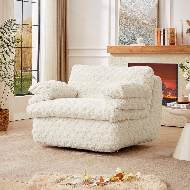 Crosby Swivel Upholstered Accent Chair with Ergonomic Back, White
