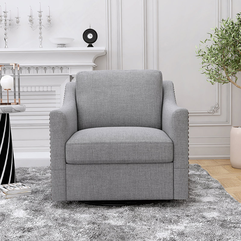 Fauteuil pivotant à 360 degrés, Lin de coton gris