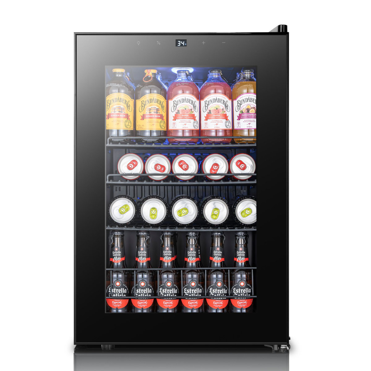 YEEGO 85-Can 2.18 Cu. Ft. Beverage Refrigerator With Digital Temperature Control And Double Tempered Glass Door | Fridge.com