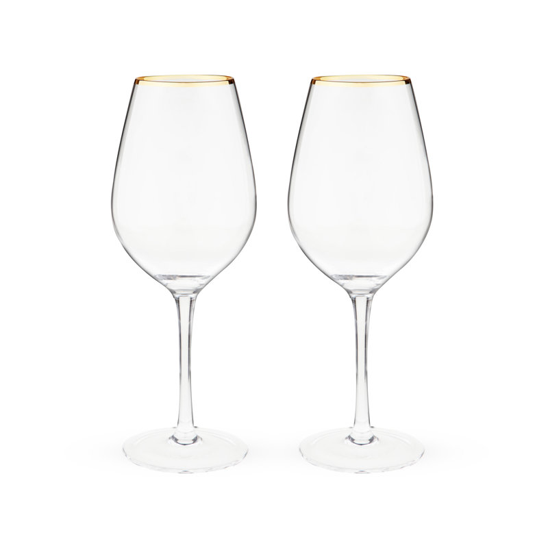 Verres à vin ficelés dorés, verres à vin à bordures dorées, verres à pied, ensemble de 2, 14 onces