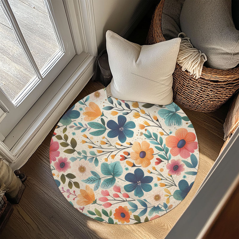 Tapis tressé Spring Blossom Dance, Rond 5 pi